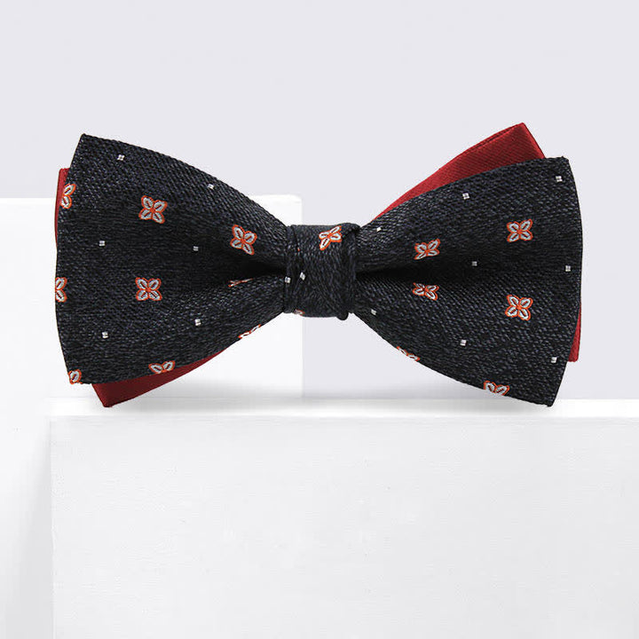 Men's Dark Gray & Burgundy Lucky Stars Silk Bow Tie - image 1