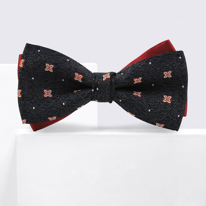 Men's Dark Gray & Burgundy Lucky Stars Silk Bow Tie - image 1
