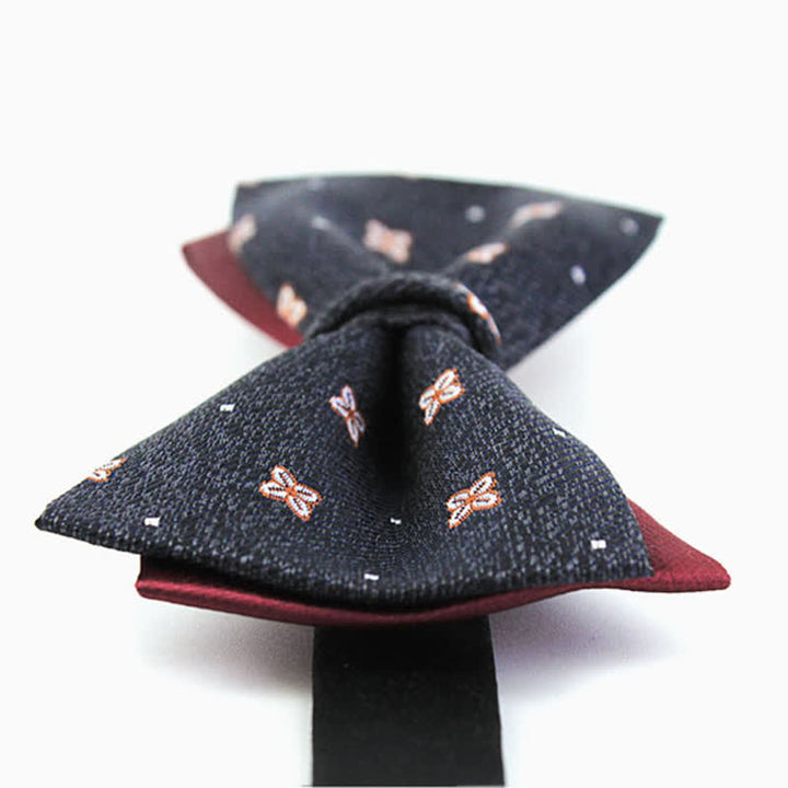 Men's Dark Gray & Burgundy Lucky Stars Silk Bow Tie - image 2