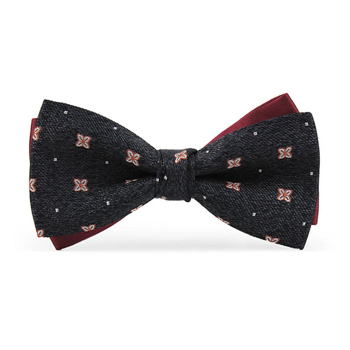 Men's Dark Gray & Burgundy Lucky Stars Silk Bow Tie - Style #1 - image 0