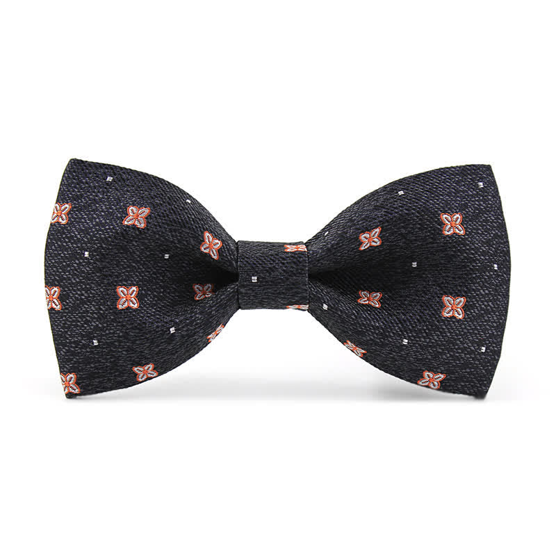 Men's Dark Gray & Burgundy Lucky Stars Silk Bow Tie - Style #2 - image 5