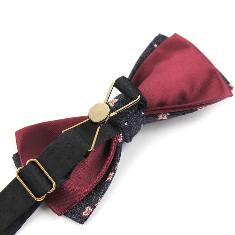 Men's Dark Gray & Burgundy Lucky Stars Silk Bow Tie - image 4
