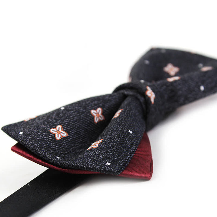 Men's Dark Gray & Burgundy Lucky Stars Silk Bow Tie - image 3