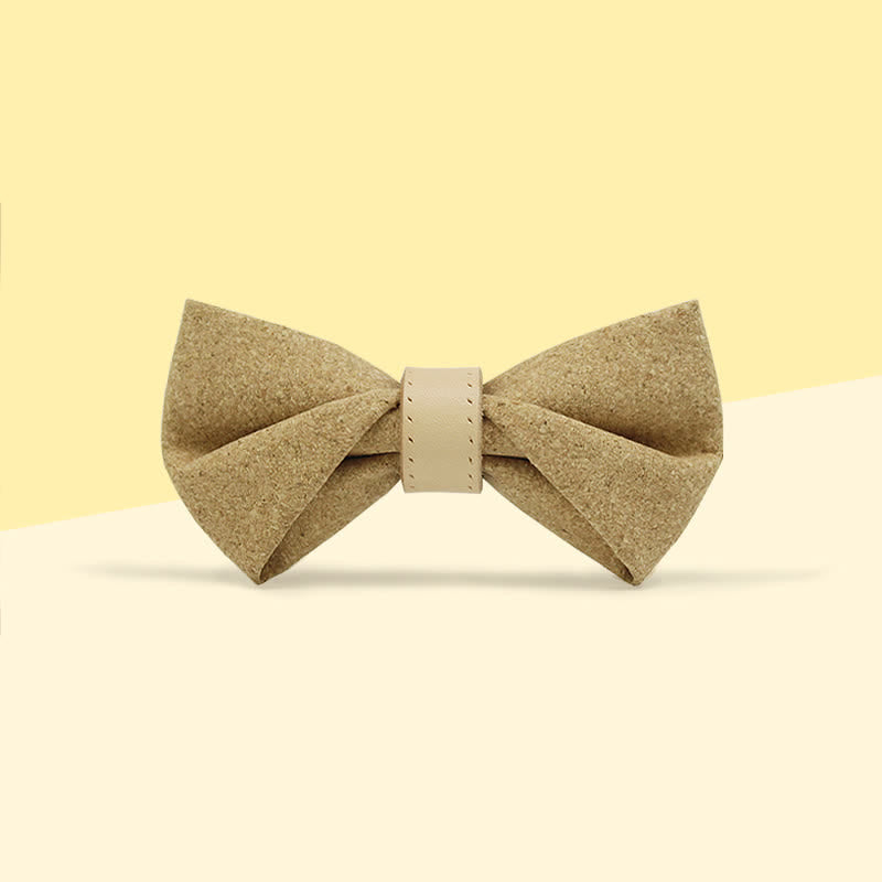 Men's Nature Wood Print Leather Loop Bow Tie - Style #2 - image 6