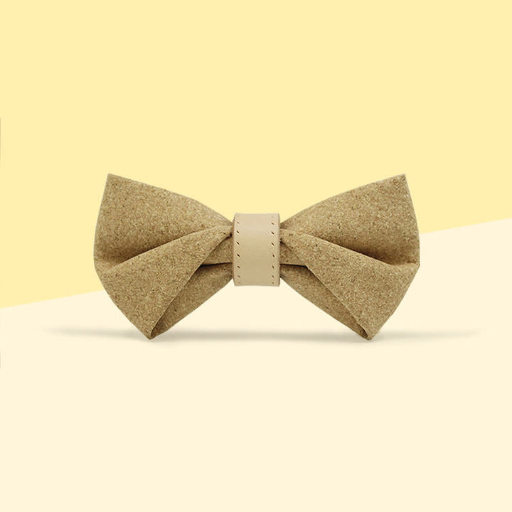 Men's Nature Wood Print Leather Loop Bow Tie - Style #2 - image 6