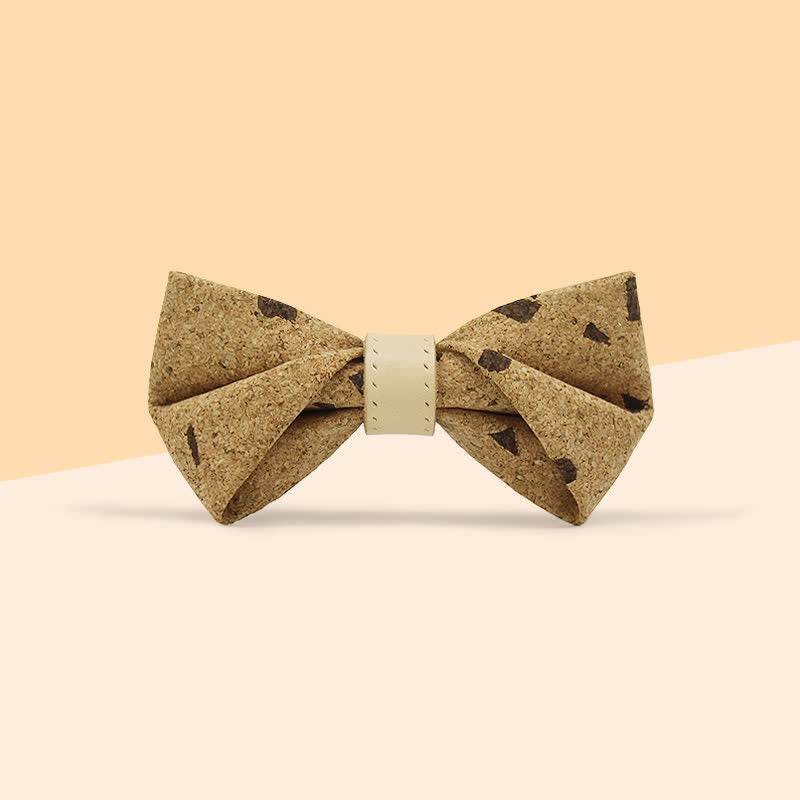 Men's Nature Wood Print Leather Loop Bow Tie - Style #1 - image 2
