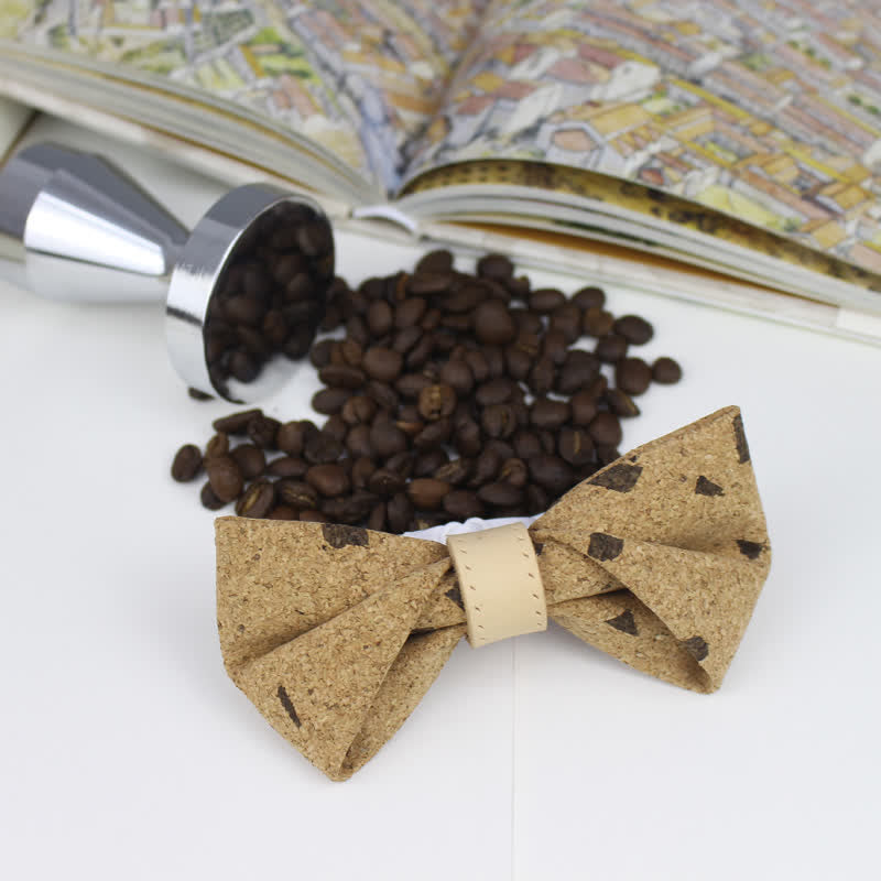 Men's Nature Wood Print Leather Loop Bow Tie - image 1