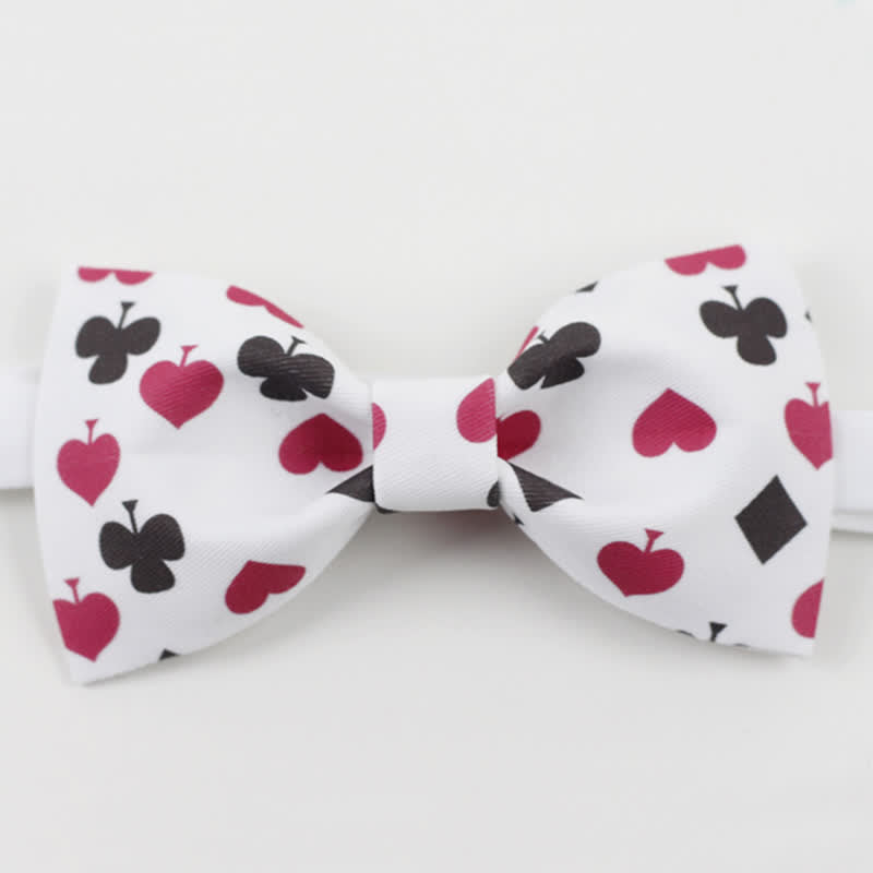Men's White Poker Playing Cards Bow Tie - image 1