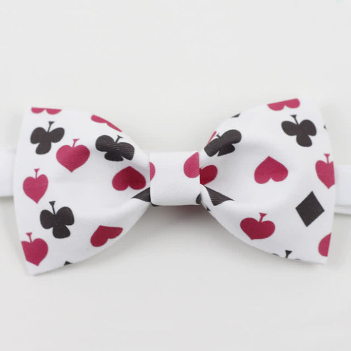 Men's White Poker Playing Cards Bow Tie - image 1