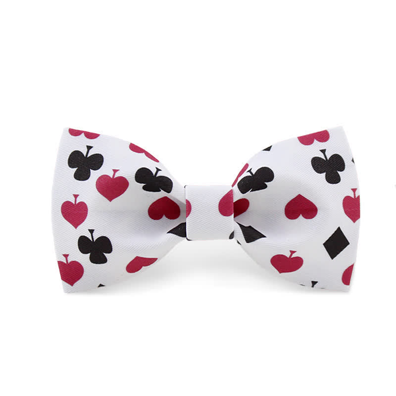 Men's White Poker Playing Cards Bow Tie - White - image 0