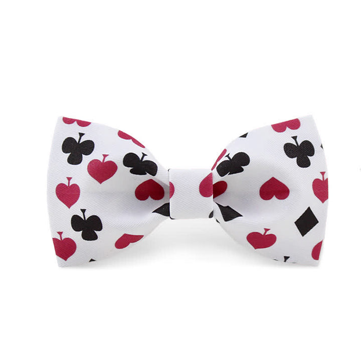 Men's White Poker Playing Cards Bow Tie - White - image 0