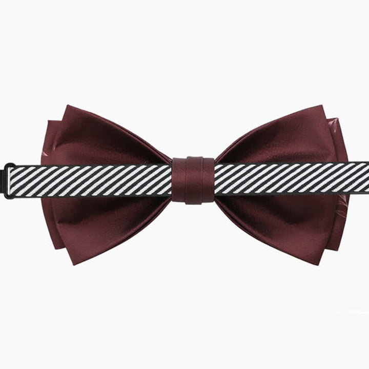 Men's Elegant Wine Red Willow Print Bow Tie - image 5