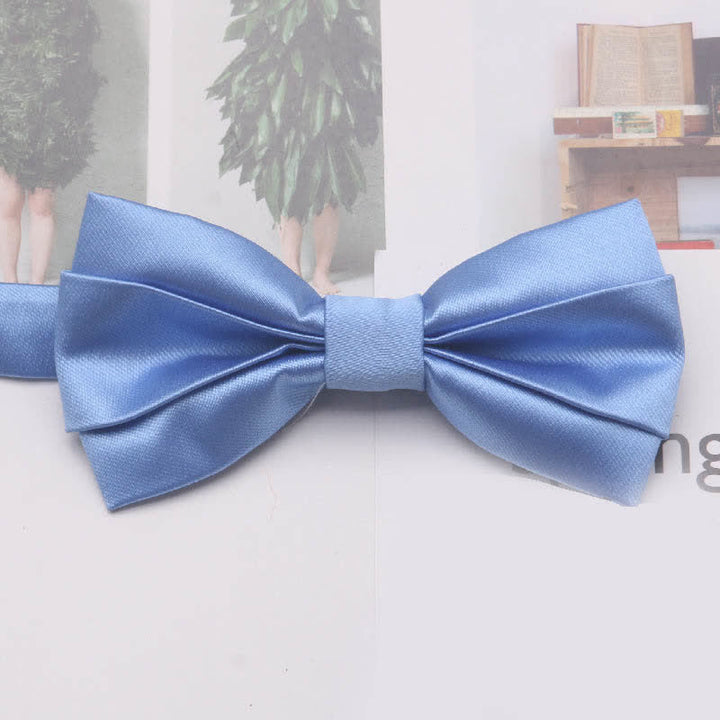 Men's Casual Simple Classic Solid Color Bow Tie - Sky Blue - image 8