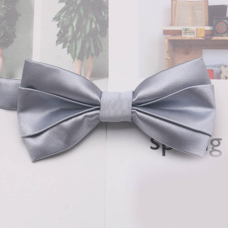 Men's Casual Simple Classic Solid Color Bow Tie - Silver - image 12