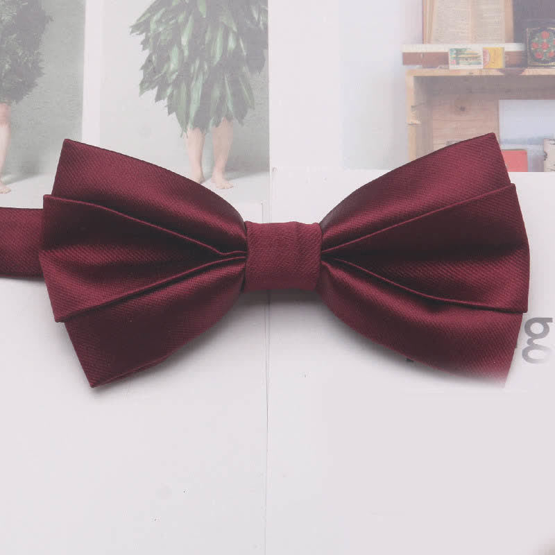 Men's Casual Simple Classic Solid Color Bow Tie - Burgundy - image 6