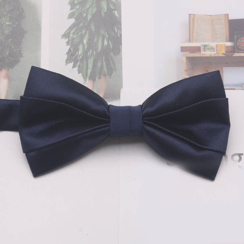 Men's Casual Simple Classic Solid Color Bow Tie - Navy - image 4