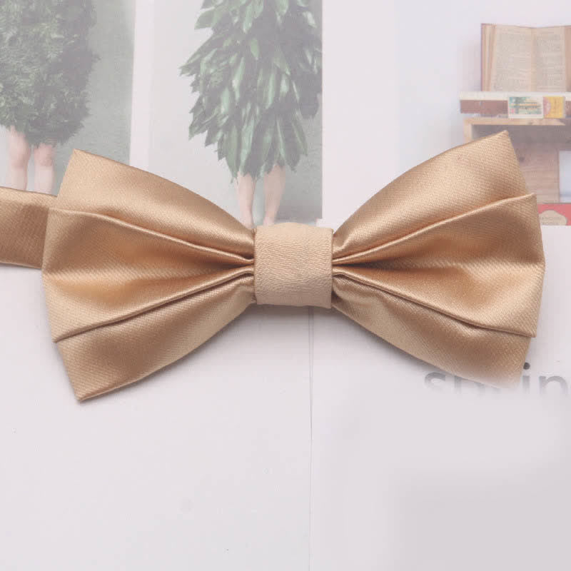 Men's Casual Simple Classic Solid Color Bow Tie - Champagne - image 11