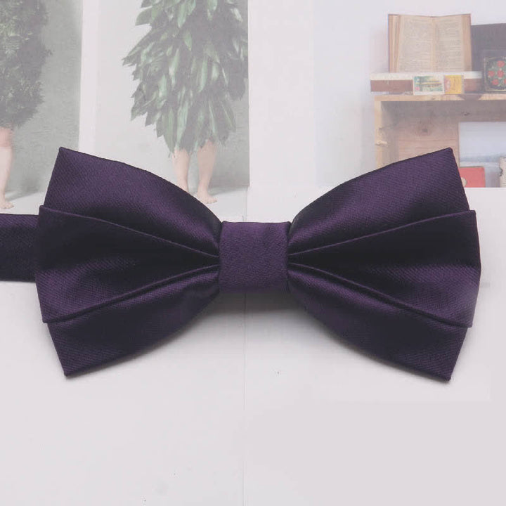 Men's Casual Simple Classic Solid Color Bow Tie - Dark Purple - image 10