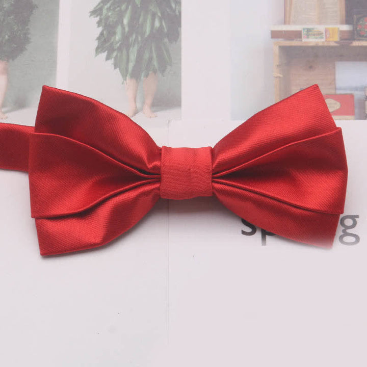Men's Casual Simple Classic Solid Color Bow Tie - Red - image 5