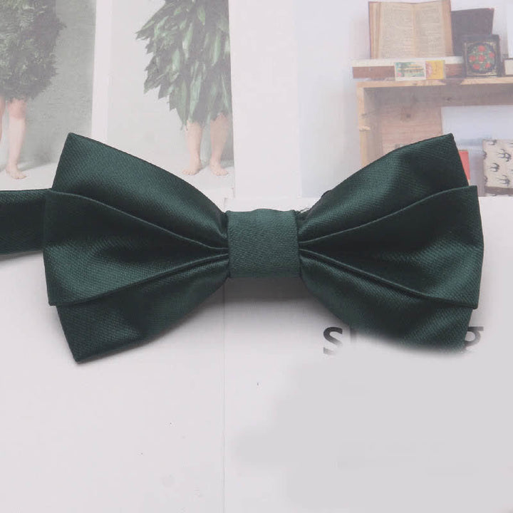 Men's Casual Simple Classic Solid Color Bow Tie - Dark Green - image 7