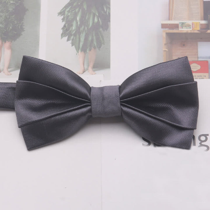 Men's Casual Simple Classic Solid Color Bow Tie - Dark Gray - image 9