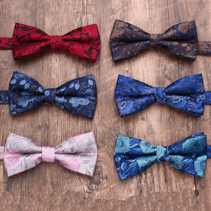 Men's Vintage Style Floral Striped Bow Tie - image 0