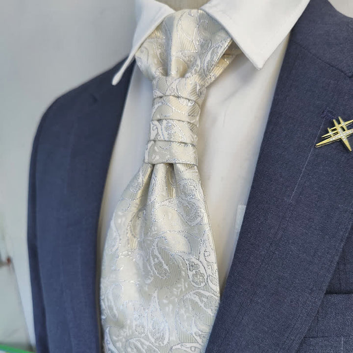 Men's Gentlement Paisley Business Party Pre-Tied Necktie - Ivory - image 4
