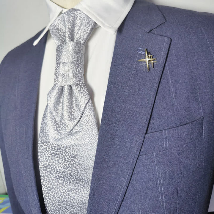Men's Gentlement Paisley Business Party Pre-Tied Necktie - Light Gray - image 6