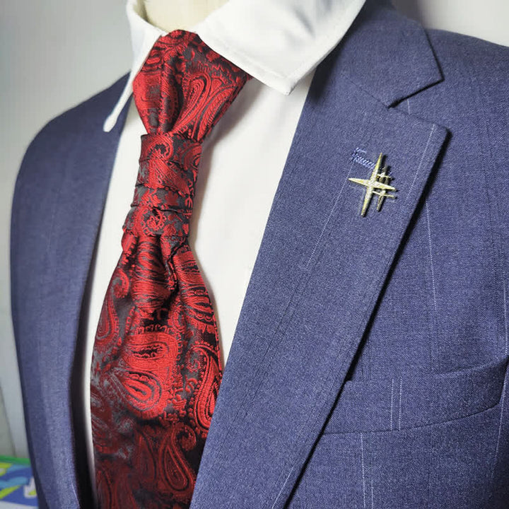 Men's Gentlement Paisley Business Party Pre-Tied Necktie - Burgundy - image 2