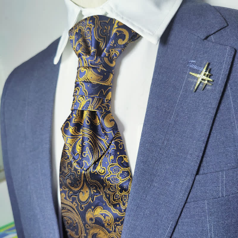 Men's Gentlement Paisley Business Party Pre-Tied Necktie - Navy - image 3