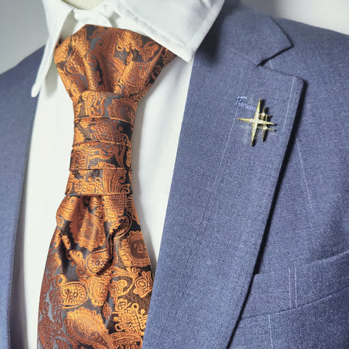 Men's Gentlement Paisley Business Party Pre-Tied Necktie - Orange - image 1