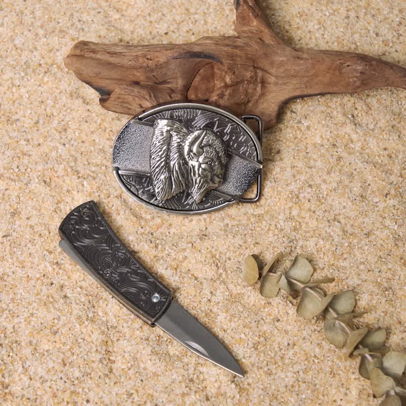Wild Life DIY Hidden Folding Knife Leather Belt Buckles Bundle Set - image 5