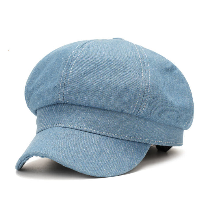 White Line Denim Newsboy Visor Beret Hat - Sky Blue - Adjustable (20 7/8"-24 /8") - image 10