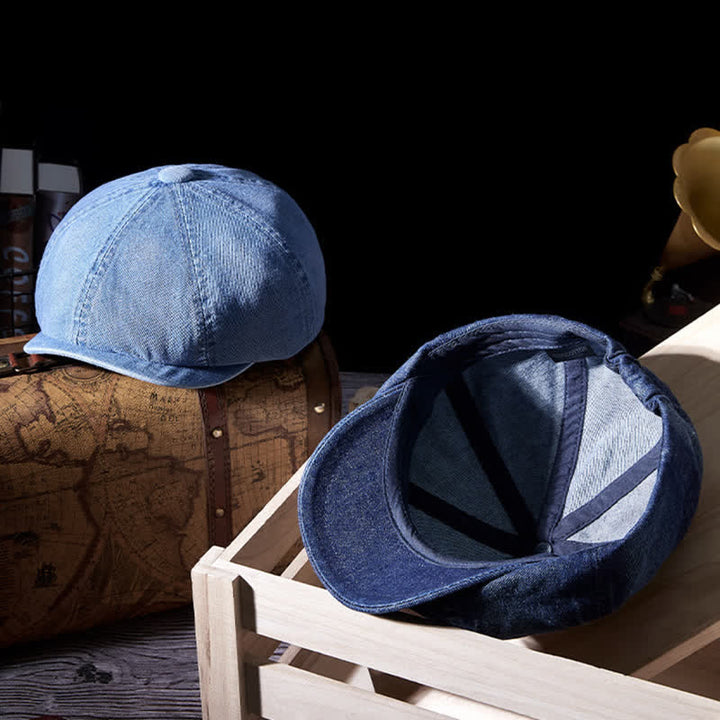Distressed Vintage Washed Demin Beret Hat - image 6