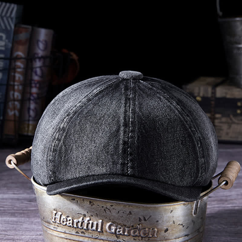 Distressed Vintage Washed Demin Beret Hat - image 2