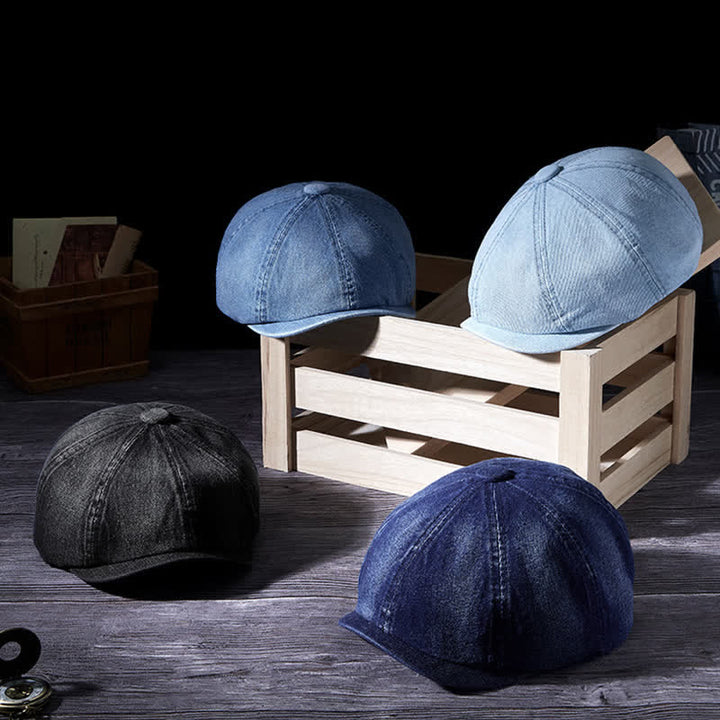 Distressed Vintage Washed Demin Beret Hat - image 7