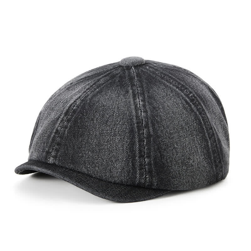 Distressed Vintage Washed Demin Beret Hat - Black - M (22"-22 7/8") - image 0