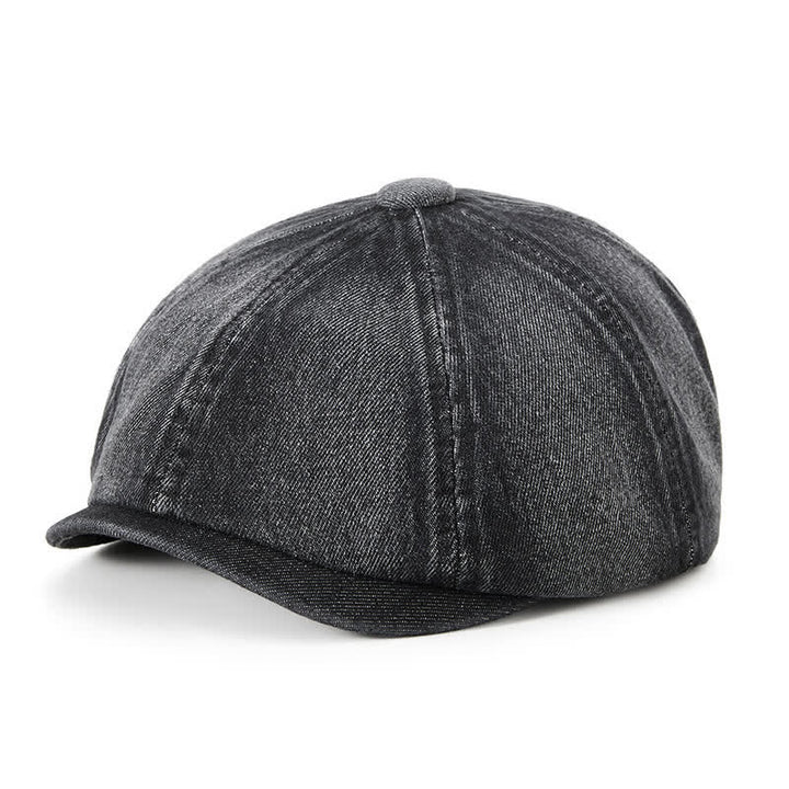 Distressed Vintage Washed Demin Beret Hat - Black - M (22"-22 7/8") - image 0