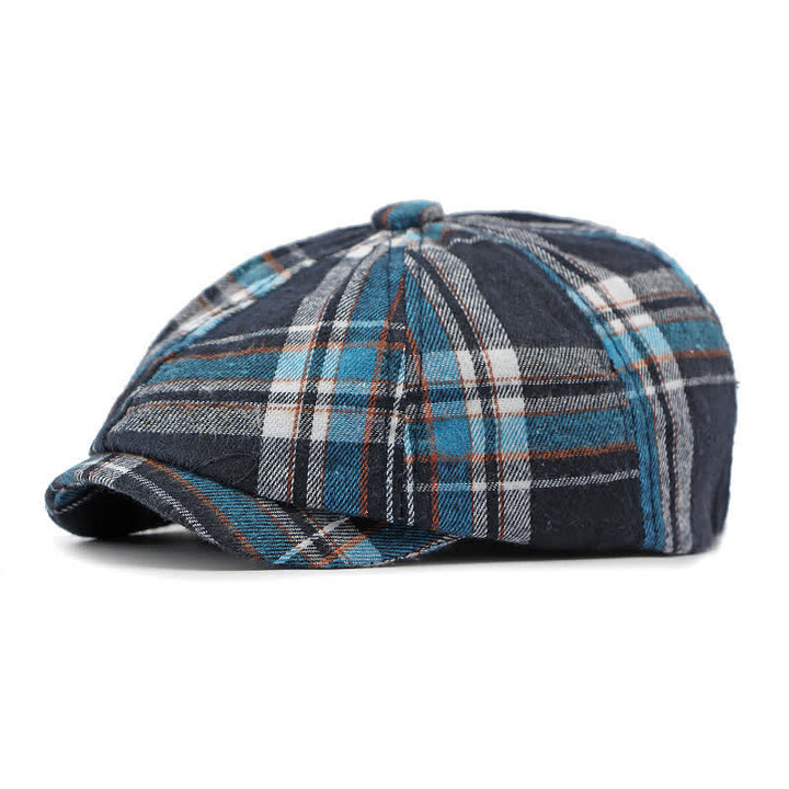Classic Plaid Octagonal Stylish British Beret Hat - Sky Blue - Adjustable (21 5/8"-23 1/4") - image 9