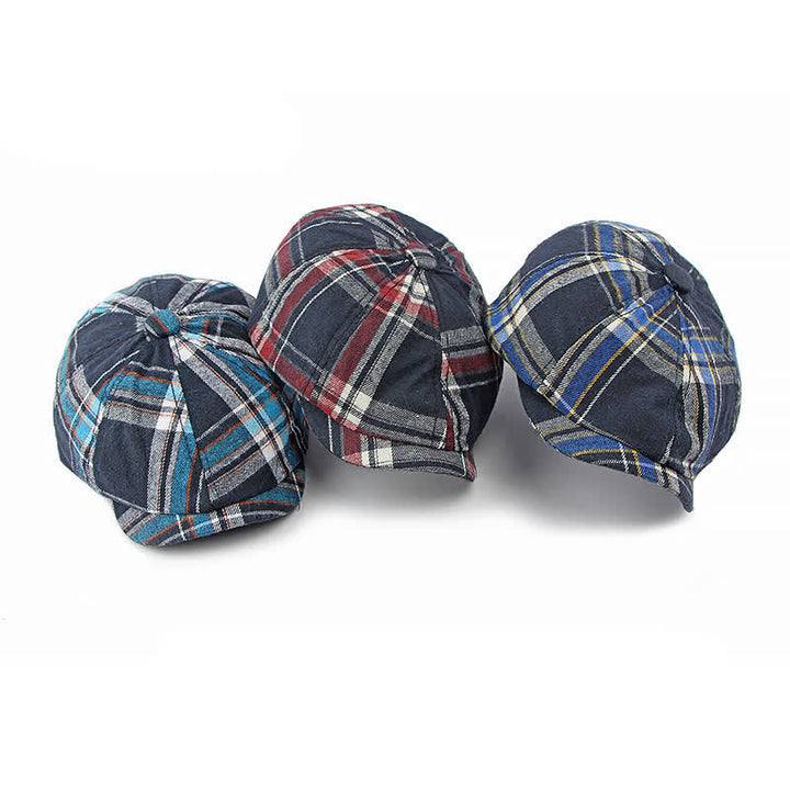 Classic Plaid Octagonal Stylish British Beret Hat - image 1