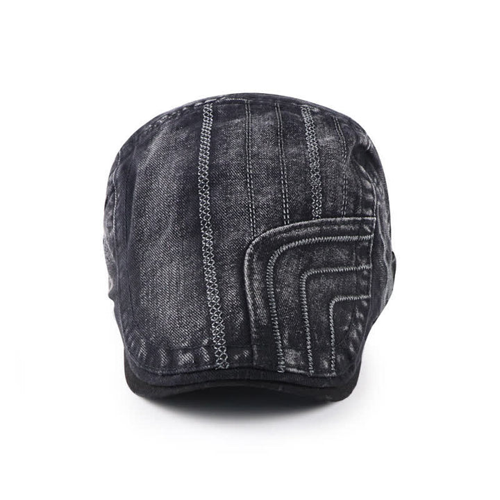 Distressed Embroidery Duckbill Flat Beret Hat - image 2