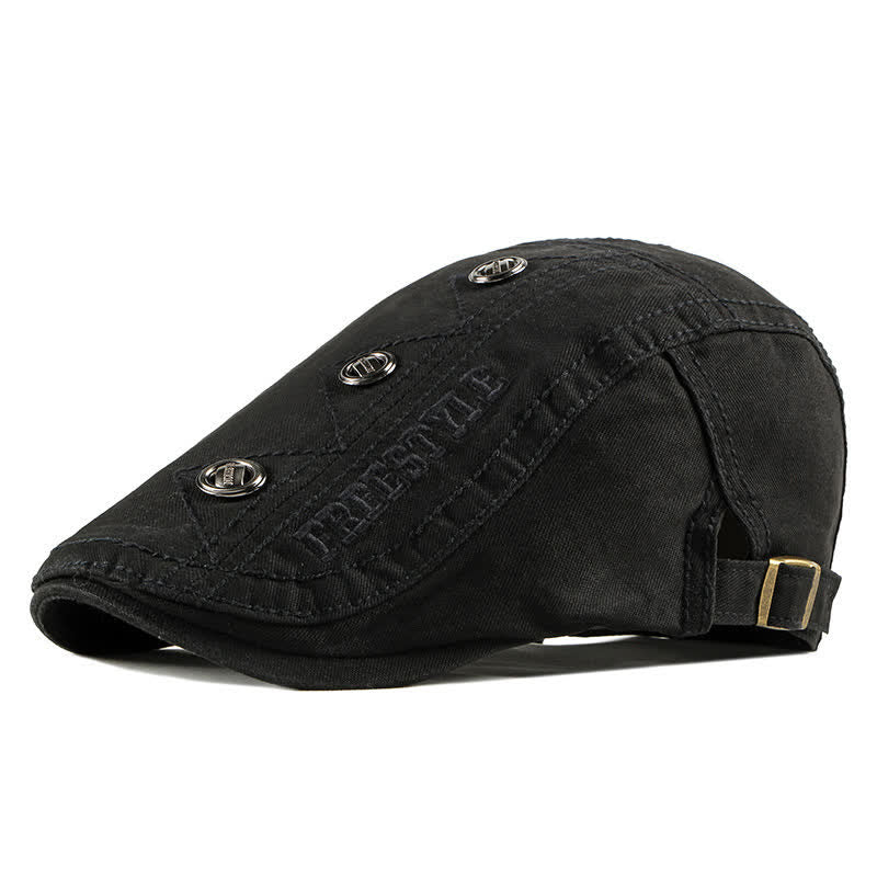 Stylish Punk Rivet Decors Flat Beret Hat - Black - Adjustable (21 5/8"-23 5/8") - image 7