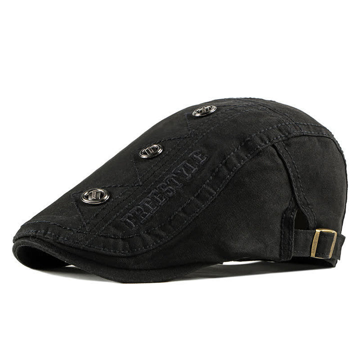 Stylish Punk Rivet Decors Flat Beret Hat - Black - Adjustable (21 5/8"-23 5/8") - image 7