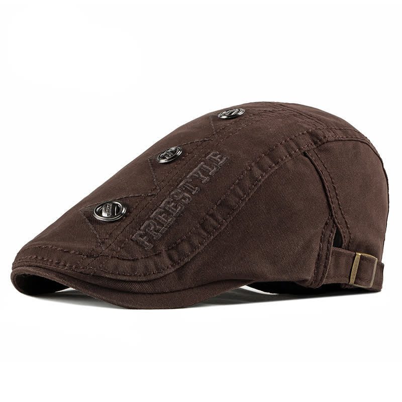 Stylish Punk Rivet Decors Flat Beret Hat - Coffee - Adjustable (21 5/8"-23 5/8") - image 9