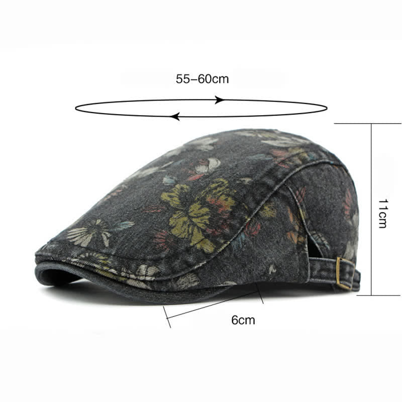 Fashion Floral Printed Denim Flat Beret Hat - image 10