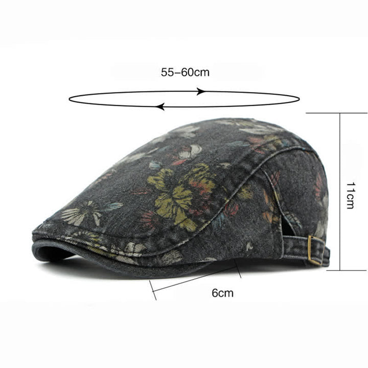 Fashion Floral Printed Denim Flat Beret Hat - image 10