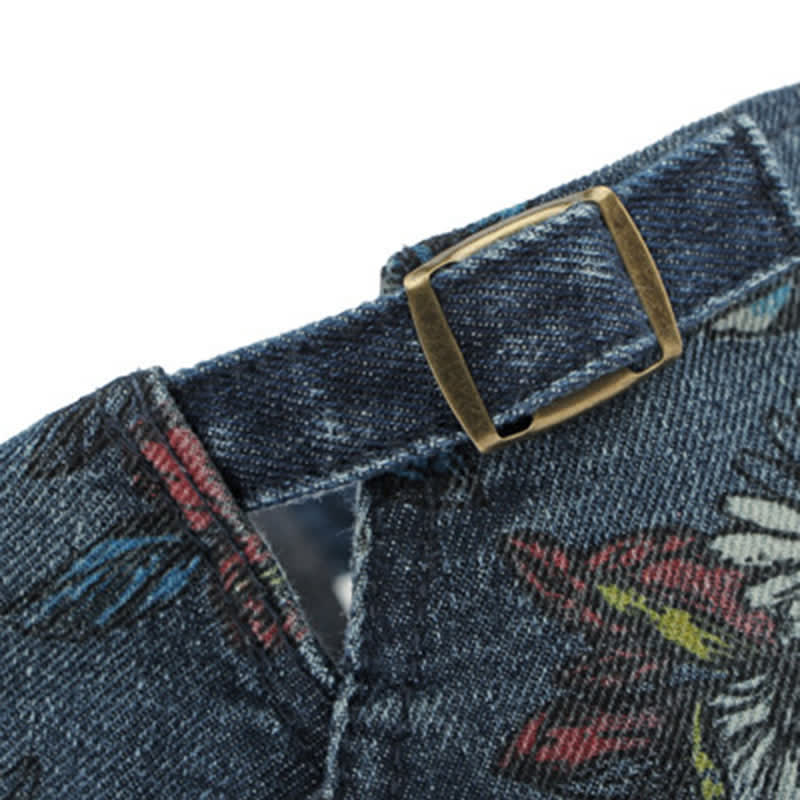 Fashion Floral Printed Denim Flat Beret Hat - image 9