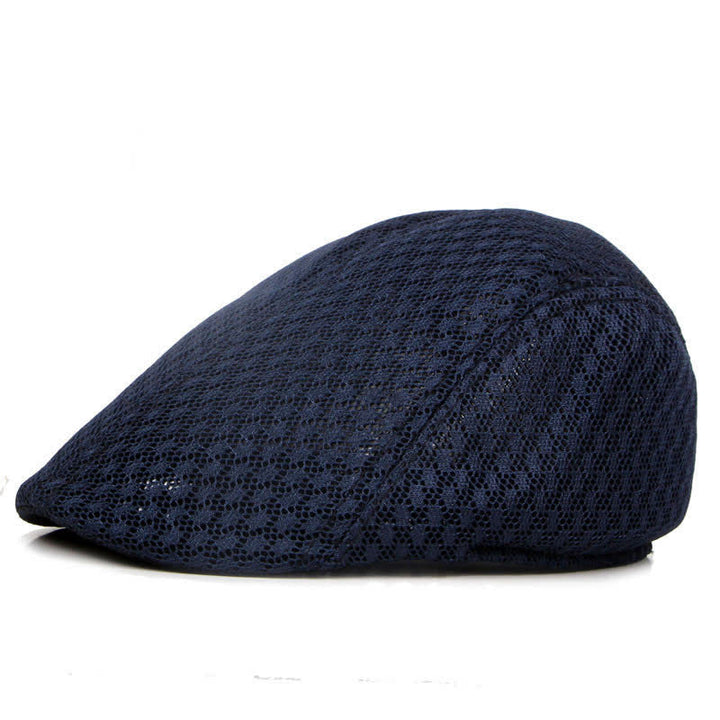 Mesh Summer Solid Color Flat Beret Hat - Navy - M (22"-22 7/8") - image 4