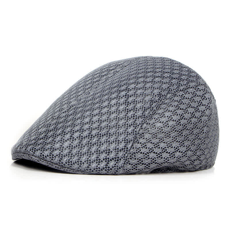 Mesh Summer Solid Color Flat Beret Hat - Dark Gray - M (22"-22 7/8") - image 6