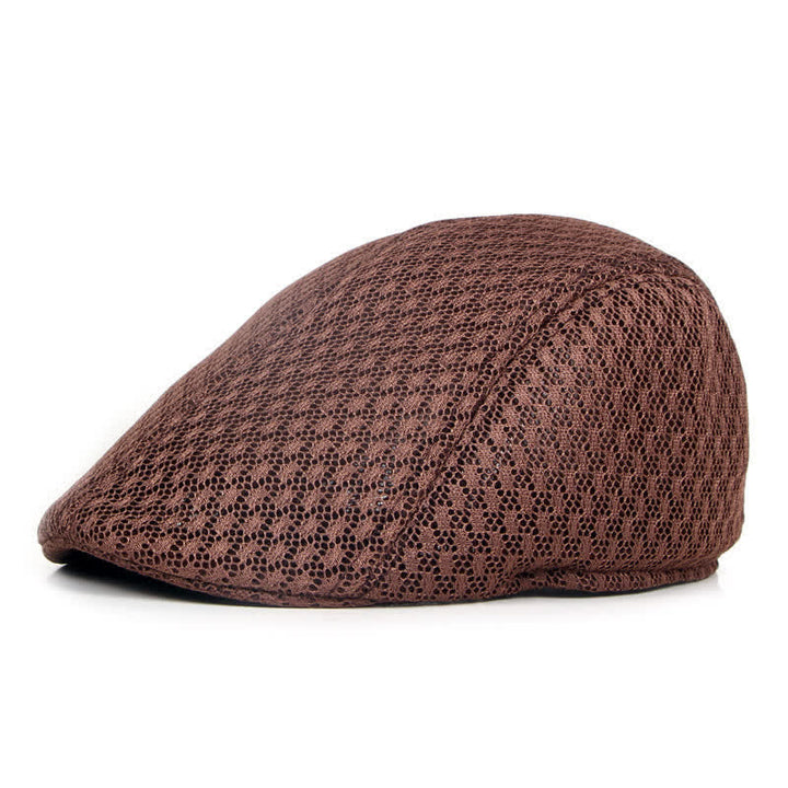 Mesh Summer Solid Color Flat Beret Hat - Coffee - M (22"-22 7/8") - image 0